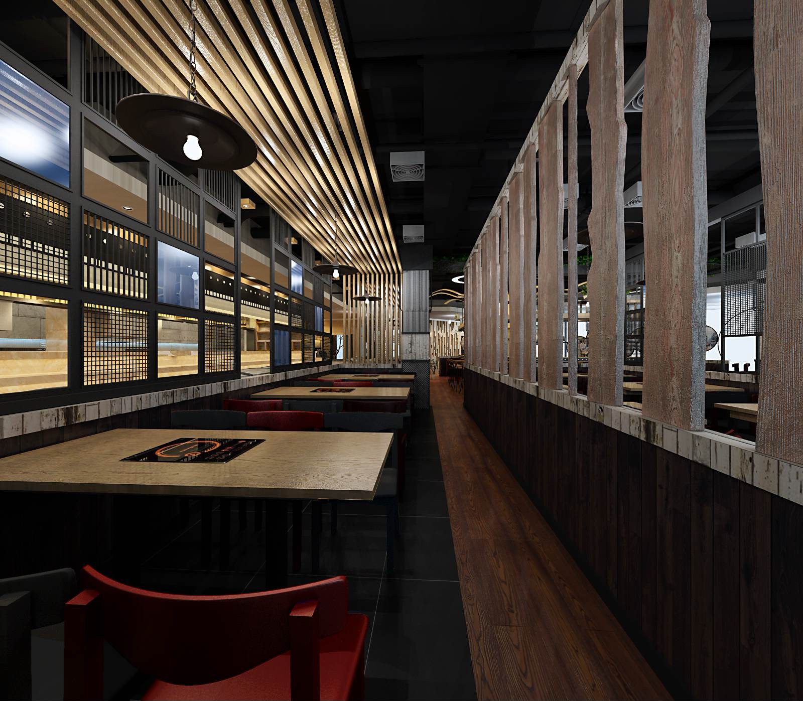 原木風(fēng)格烤肉店裝修設(shè)計-第2張圖片-上海古都建筑設(shè)計集團(tuán)