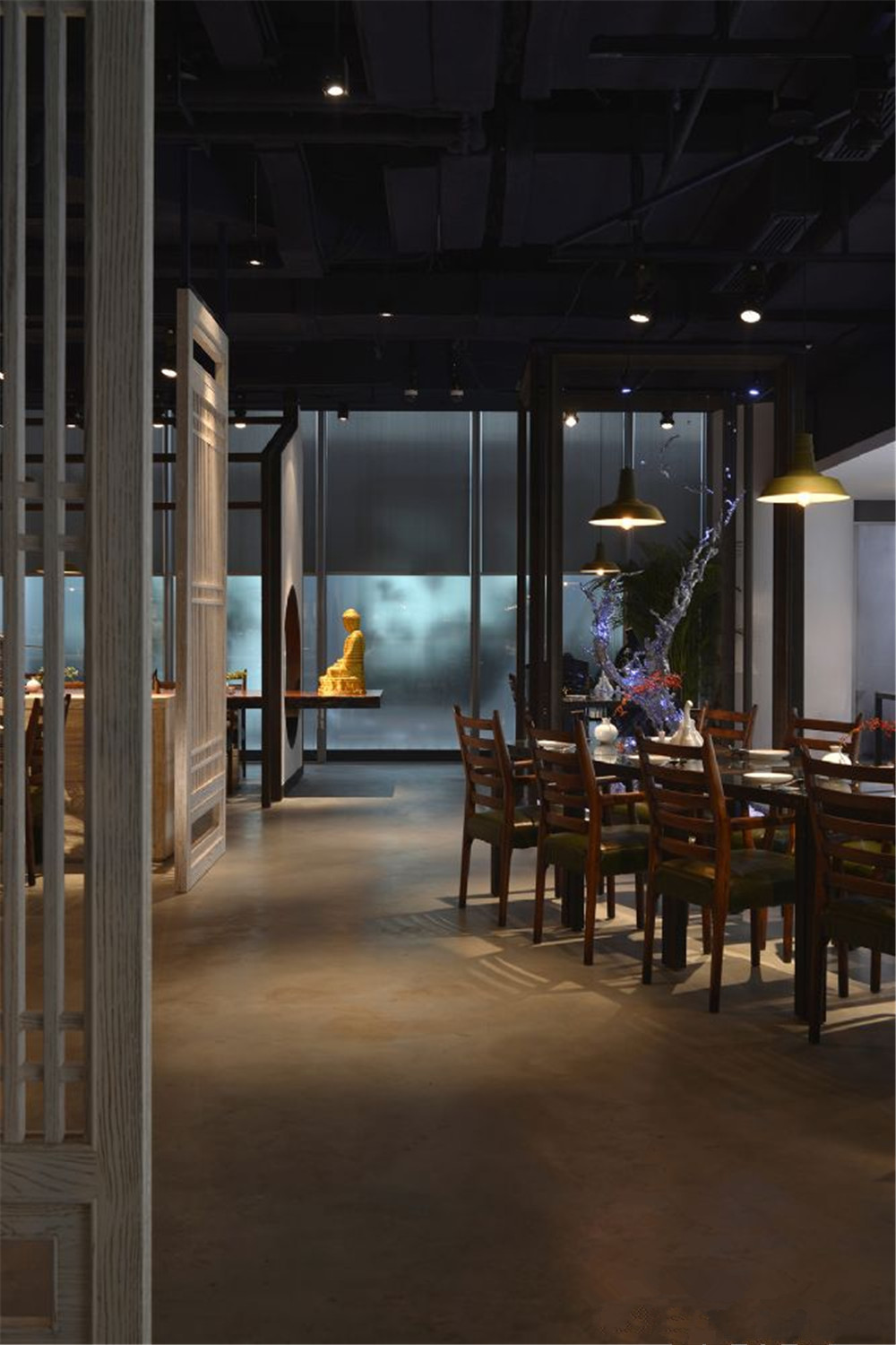 普陀區(qū)中式禪意餐館裝修設(shè)計-第1張圖片-上海古都建筑設(shè)計集團(tuán)