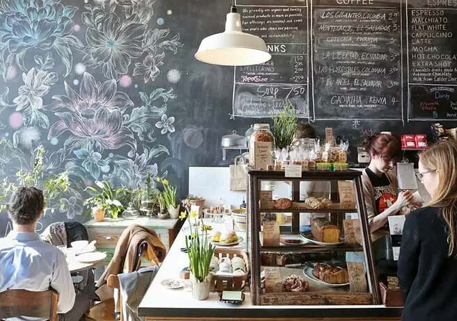 文藝風格咖啡廳裝修設(shè)計效果圖-第2張圖片-上海古都建筑設(shè)計集團