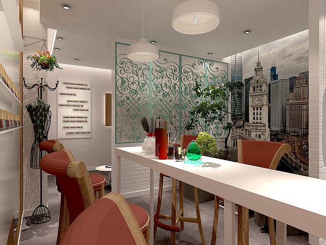 清新簡約美甲店裝修設(shè)計-第3張圖片-上海古都建筑設(shè)計集團(tuán)