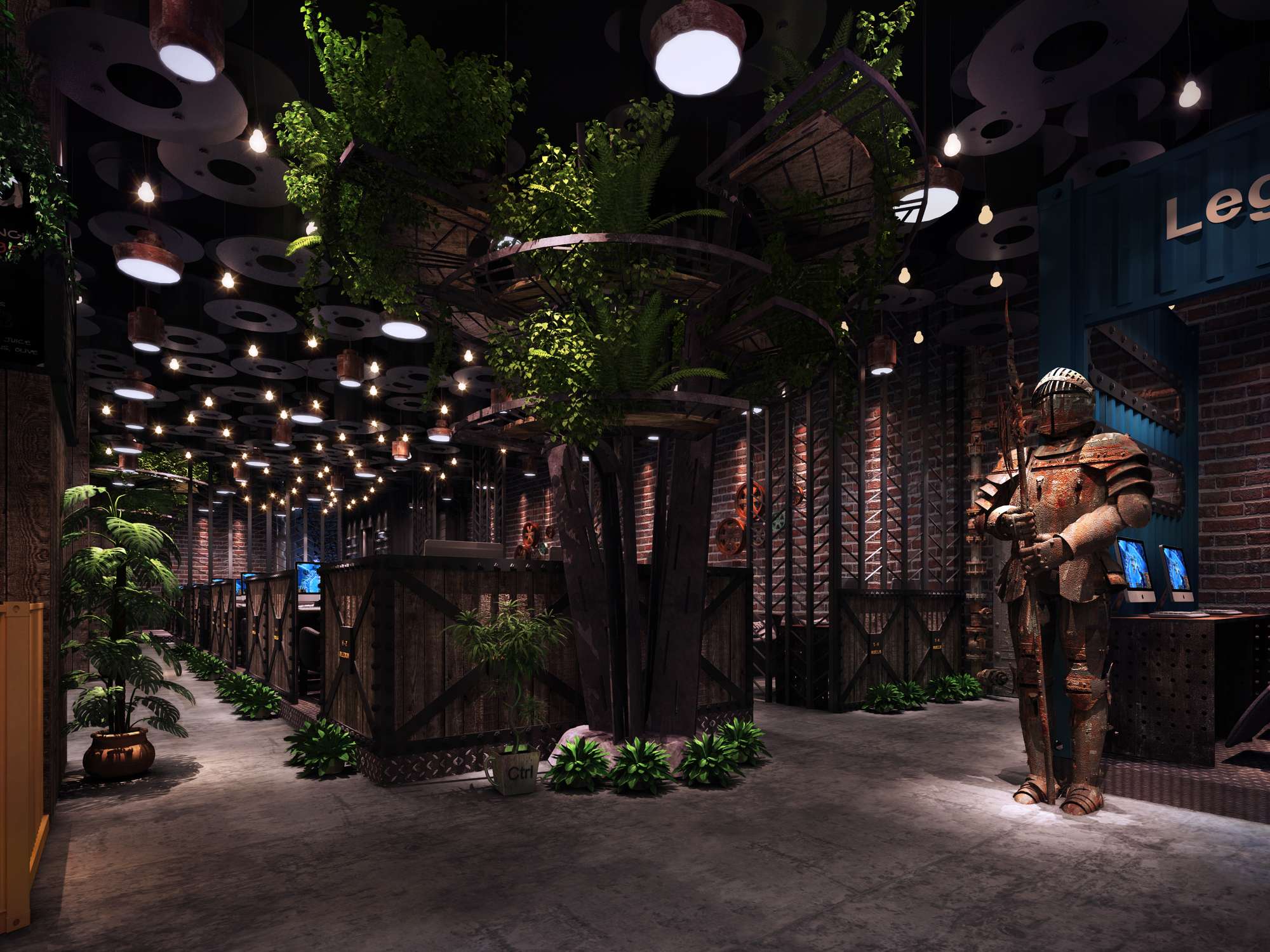 原木復(fù)古風(fēng)格網(wǎng)吧裝修設(shè)計-第4張圖片-上海古都建筑設(shè)計集團(tuán)