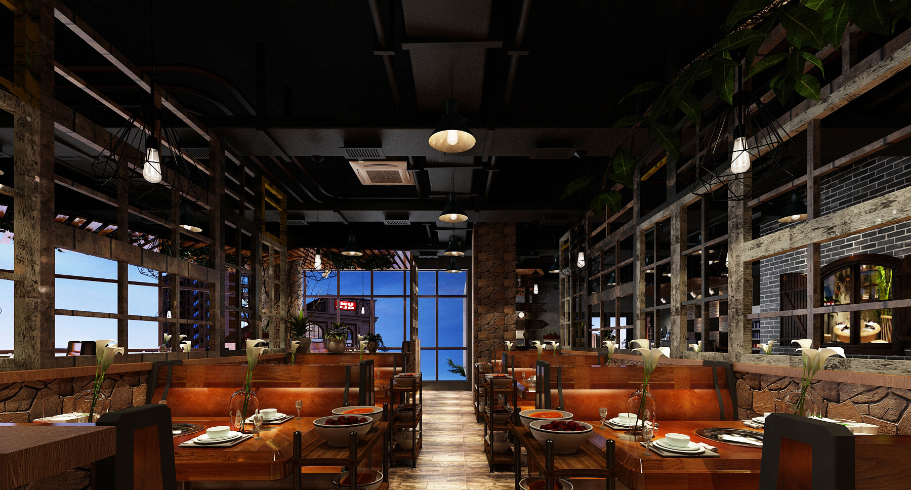 復(fù)古工業(yè)風(fēng)火鍋店裝修設(shè)計(jì)-第2張圖片-上海古都建筑設(shè)計(jì)集團(tuán)