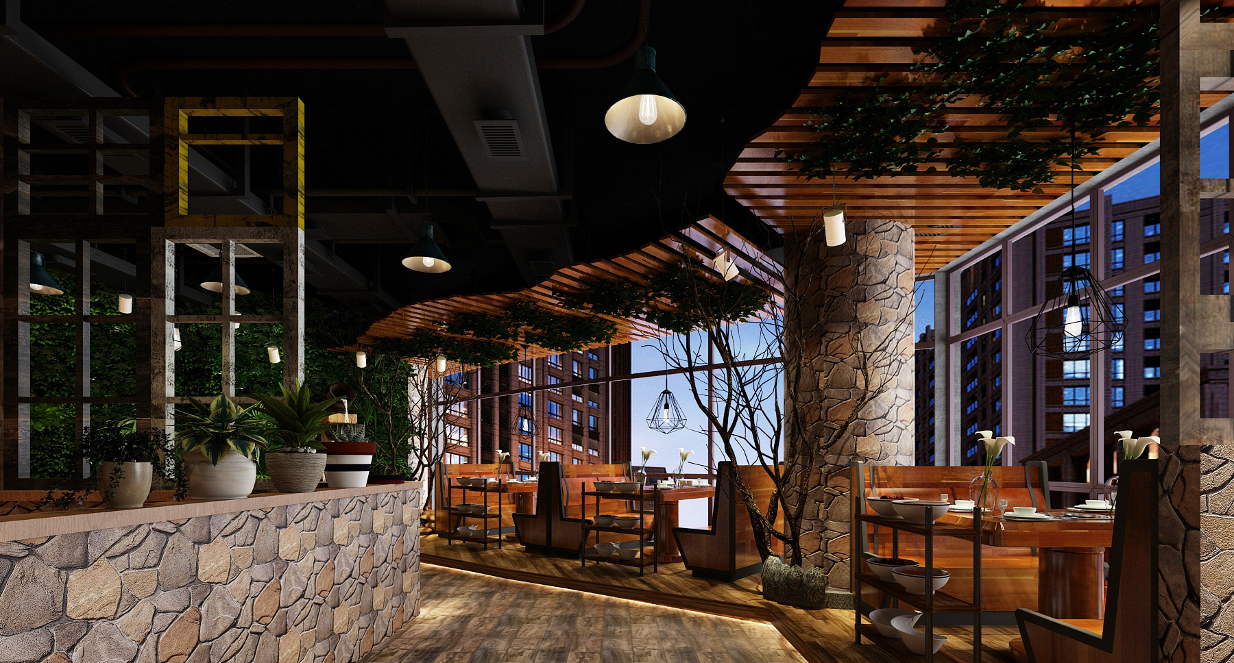 復(fù)古工業(yè)風(fēng)火鍋店裝修設(shè)計(jì)-第4張圖片-上海古都建筑設(shè)計(jì)集團(tuán)