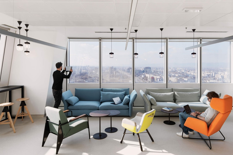 1000㎡生物公司辦公空間設計布局-辦公室裝修設計效果圖-第3張圖片-上海古都建筑設計集團